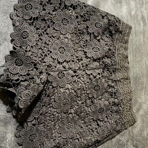 Black Lace Floral Shorts